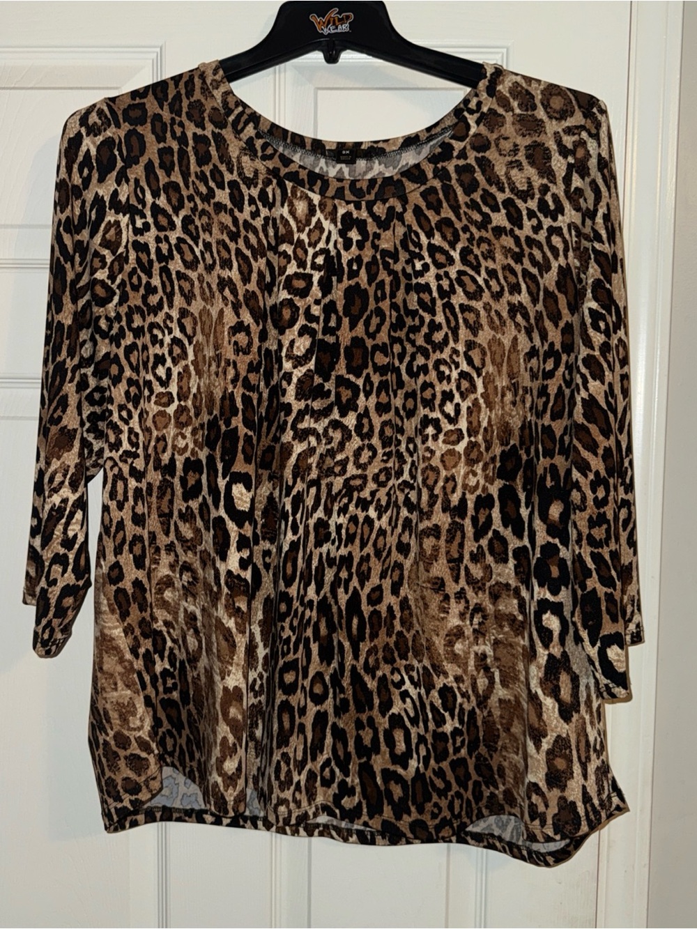 Worthington Leopard Print 3/4 Sleeve Tunic - Brown, Black, Cream